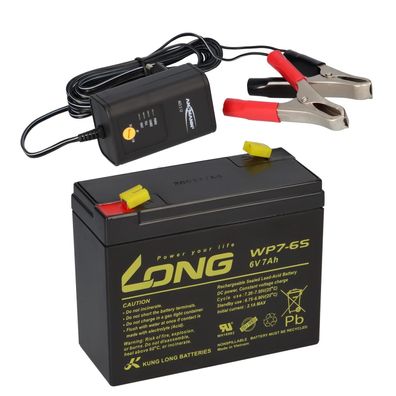 AGM BLEI AKKU Batterie 6V 7Ah WP7-6S kompatibel für USV Bleigel GEL + Ladegerät