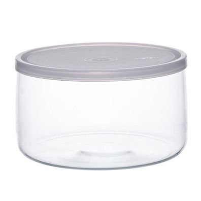 Bohemia Vorratsschale rund mit Frischhaltedeckel weiß Glas 1500ml