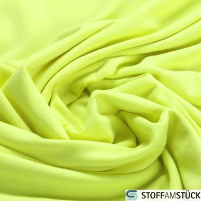 0,5 Meter Baumwolle Polyester Elastan Single Jersey neon gelb weich dehnbar