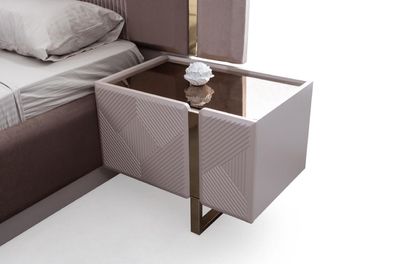 Nachttische Nachttisch Konsolen Beistell Tisch Holz Glas Braun Luxus Möbel
