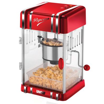 UNOLD Popcornmaker Retro 48535 Rot Metallic mit 2 Messlöffeln 300W