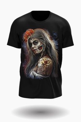 Wild Glow in the Dark dark princess mit Roses tattoo style T-shirt Design
