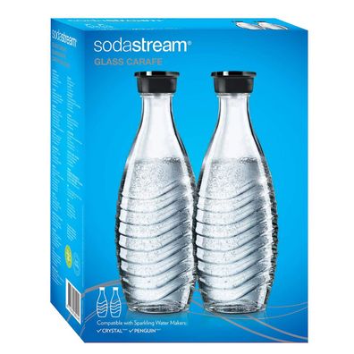 SodaStream Glaskaraffe Duo Pack mit schwarzem Deckel 2 Stück je 600ml