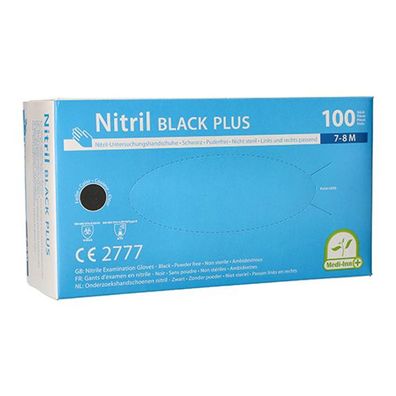 Medi Inn Nitril black plus Handschuhe Schwarz Puderfrei Gr M 100 Stück