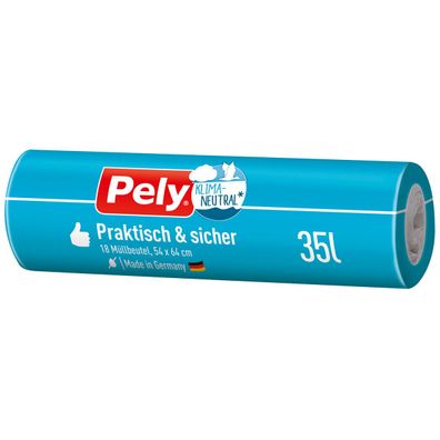 Pely Müllbeutel Praktisch und sicher klimaneutralisiert 35L 18 Stück