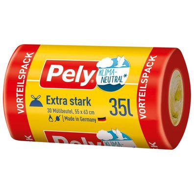 Pely Zugband Müllbeutel Extra stark klimaneutral 35 Liter 30 Stück