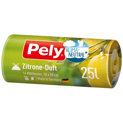 Pely Zugbandbeutel 25L mit Zitronen Duft klimaneutralisiert 14 Stück