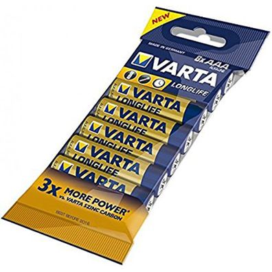 Varta Longlife Batterie AAA Extra Alkaline Batterien 8 Stück