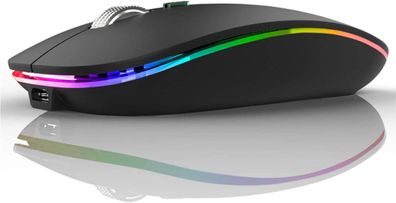 Drahtlose LED-Maus, wiederaufladbar, geräuschlos, 2,4 GHz mit USB