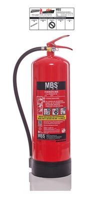 MBS FIRE 12kg ABC Pulver Feuerlöscher EN 3 A/ B/ C 55A 233B= 15LE inkl. Plakette