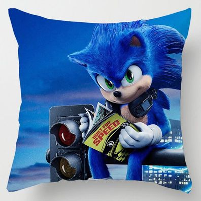 2er Set Sonic Hedgehog Kissenbezüge Dekokissen Kissenhülle für Couch Sofa Home Deko