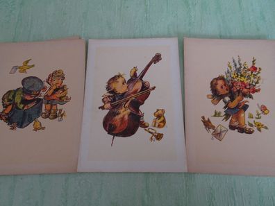 sehr alte Postkarten AK Hanns Wenzel HW Postbote Musikant ... Kinder