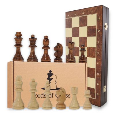 Schachspiel schach Schachbrett Holz hochwertig - Chess board Set klappbar mit Schachf