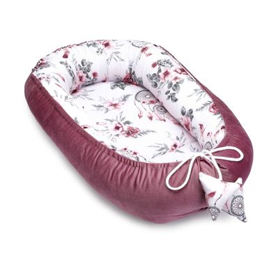 Babynestchen Velvet Kuschelnest für Neugeborene 90x50 cm - Baby Nestchen Bett Kokon F