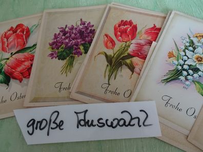 sehr alte Postkarten AK Ostern signiert M & Pfeil Tulpen Veilchen wie gemalt