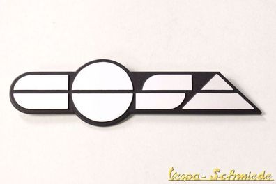 VESPA Emblem Schriftzug Seitenhaube - "COSA" - Seitenbacke Silber 1 2 125 200