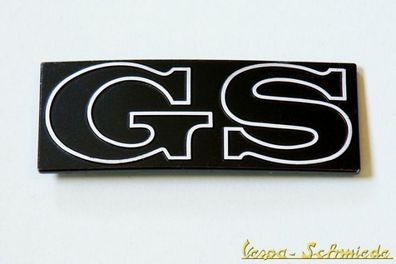 VESPA Emblem Schriftzug Seitenhaube - "GS" - PX Lusso T5 - Schwarz / Chrom - 200