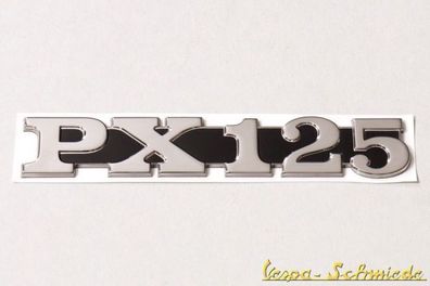 VESPA Emblem Schriftzug Seitenhaube - "PX125" - Zum Kleben - PX 125 Lusso Chrom