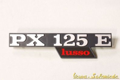 VESPA Emblem Schriftzug Seitenhaube - "PX 125 E lusso" / PX125E - Schwarz Chrom