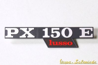 VESPA Emblem Schriftzug Seitenhaube - "PX 150 E lusso" / PX150E - Schwarz Chrom