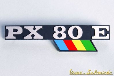 VESPA Emblem Schriftzug Seitenhaube - "PX 80 E" Lusso / PX80E Arcobaleno - Chrom
