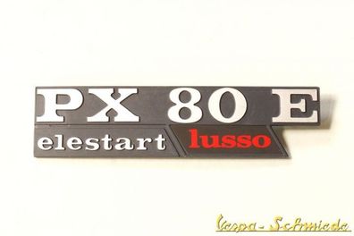 VESPA Schriftzug Seitenhaube - PX 80 E elestart lusso / PX80E - Schwarz Emblem