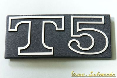 VESPA Emblem Schriftzug Seitenhaube - T5 / Classic - Schwarz Chrom Seitendeckel