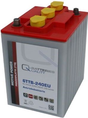 Q-Batteries 6TTB-240EU 6V 240Ah (C20) geschlossene Blockbatterie, positive Röhrche...