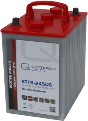 Q-Batteries 6TTB-245US 6V 245Ah (C20) geschlossene Blockbatterie, positive Röhrche...