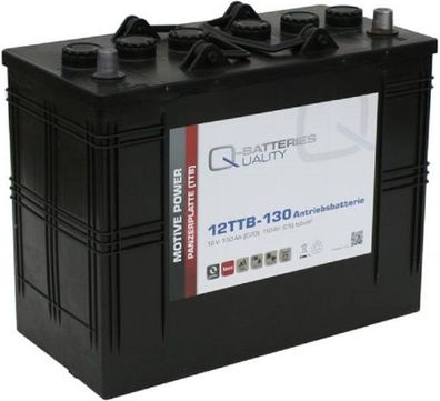 Q-Batteries 12TTB-130 12V 130Ah (C20) geschlossene Blockbatterie, positive Röhrche...