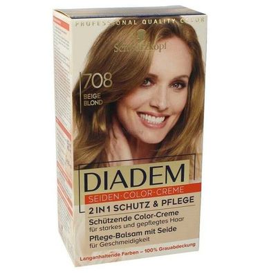 Diadem Beige Blond Haarfarbe 708 Seiden Color Creme 100% Grauabdeckung