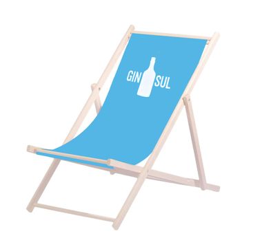 Gin Sul Sonnenstuhl Liegestuhl Stuhl aus Holz Gartenliege Klappstuhl blau verst