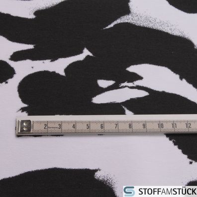0,5 Meter Stoff Baumwolle Elastan French Terry Kuh schwarz weiß Sommer Sweat