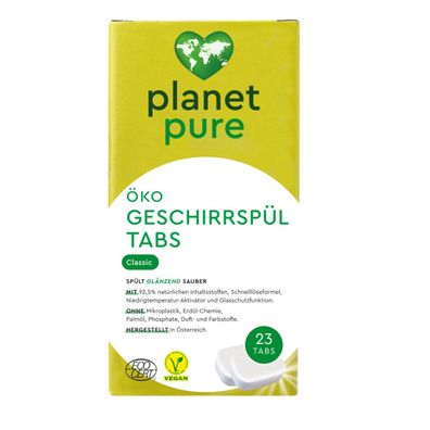 PLANET PURE ÖKO Geschirrspül Tabs Classic natürliche Inhaltsstoffe 23 Stck