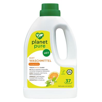 PLANET PURE Bunt Flüssig Waschmittel Orangenblüte 37Wl natürlichen Inhaltsstoffe
