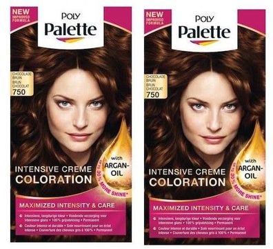 Poly Palette Haarfarbe Schoko Braun 750 mit Argan Öl Intensiv-Creme-Coloration