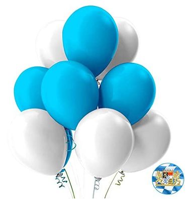 Dekotalent® 100x Luftballons Oktoberfest Luft, Helium Deko Dekoration blau - weiß mix