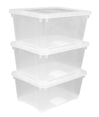 Klarsichtbox transparent m. Deckel 8 L - 3er Set - Aufbewahrungs Allzweck Box