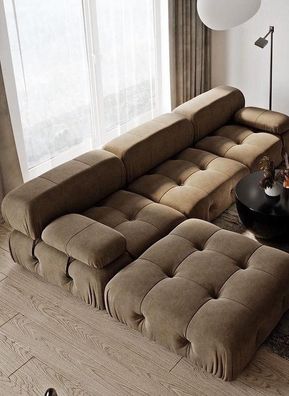 Couch Wohnlandschaft Ecksofa Garnitur Modern Design Sofa Textil Braun L-Form