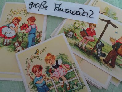 sehr alte Postkarten AK KF Kinder wie gemalt Verse Sprüche Hartelyk Gefeliciteerd