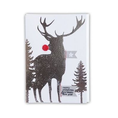 X-mas Pompom Karte "Merry Christmas. Hirsch"