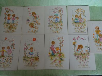 alte Postkarten AK Kinder Zum Geburtstag "wie gemalt" SETs