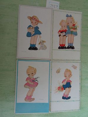 4 alte Postkarten AK MB Cooper KF süße Kinder Karikaturen