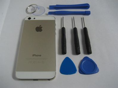 Apple iPhone 5 Akkudeckel Gold-Weiß Backcover Vormontiert Werkzeug Tools
