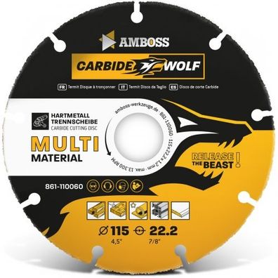Amboss Carbide Wolf Ø 115mm - Multi Hartmetall Trennscheibe für Winkelschleifer