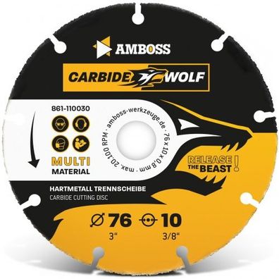 Amboss Carbide Wolf Ø 76mm - Multi Hartmetall Trennscheibe für Winkelschleifer (