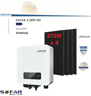 Sofar 1.1KTL-G3 Solaranlage 1100W Schwarz Black Balkonkraftwerk Ja Solar Panel