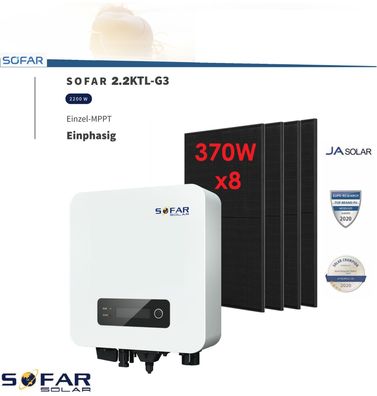 Sofar 2.2KTL-G3 Solaranlage 2200W Schwarz Black Balkonkraftwerk Ja Solar Panel