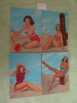 4 alte Postkarte AK Germany Badenixen Fotomodell Strandmode Badeanzug
