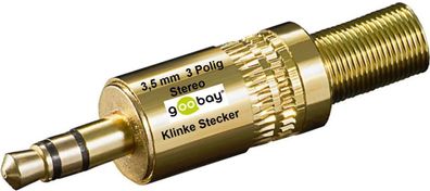 3,5mm Klinke Stecker Voll Metall Klinkenstecker z. Löten 3polig mit Goldkontakten
